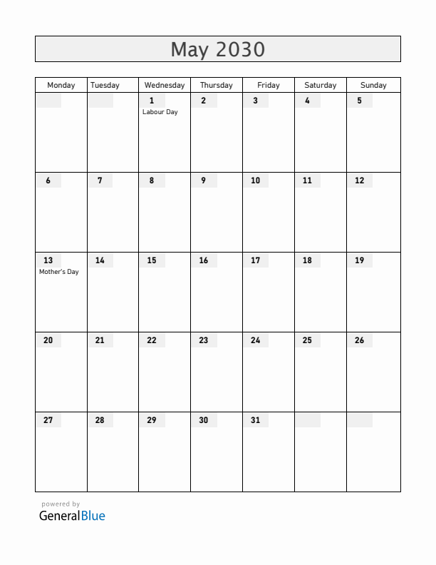 Honduras May 2030 Calendar with Holidays