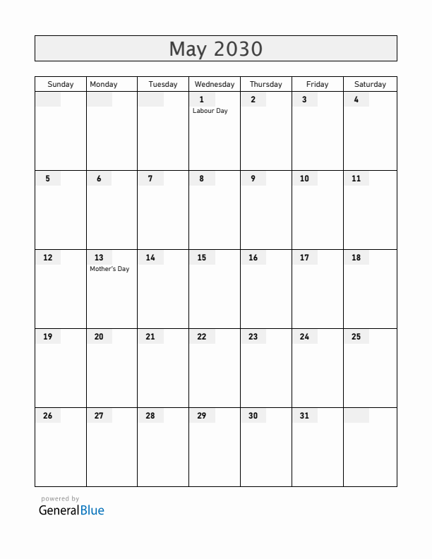 Honduras May 2030 Calendar with Holidays