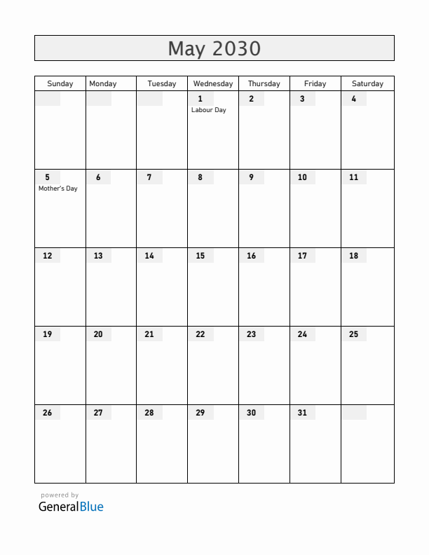 Romania May 2030 Calendar with Holidays