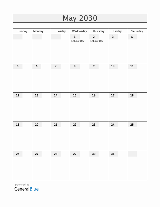 Slovenia May 2030 Calendar with Holidays