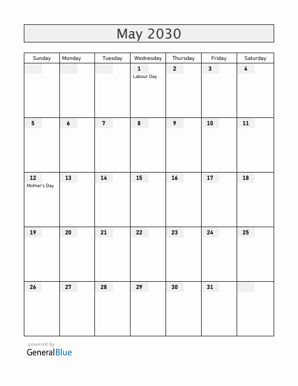 San Marino May 2030 Calendar with Holidays