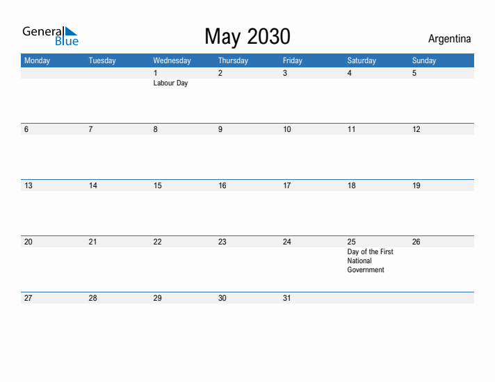 Fillable May 2030 Calendar