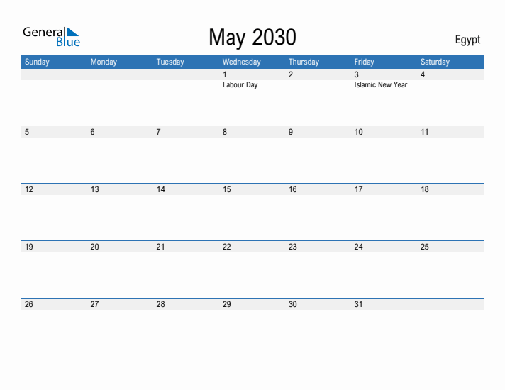Fillable May 2030 Calendar