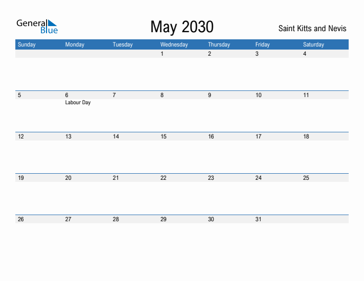 Fillable May 2030 Calendar