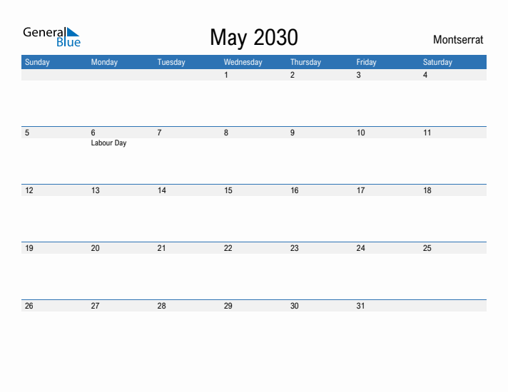 Fillable May 2030 Calendar