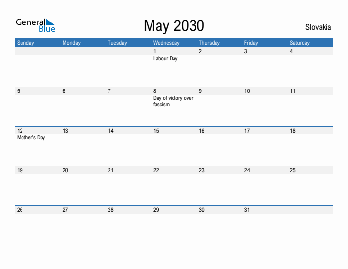 Fillable May 2030 Calendar