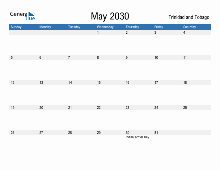 Fillable May 2030 Calendar