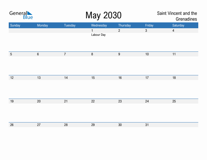 Fillable May 2030 Calendar