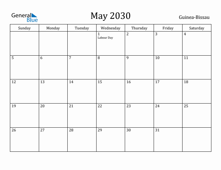 May 2030 Calendar Guinea-Bissau