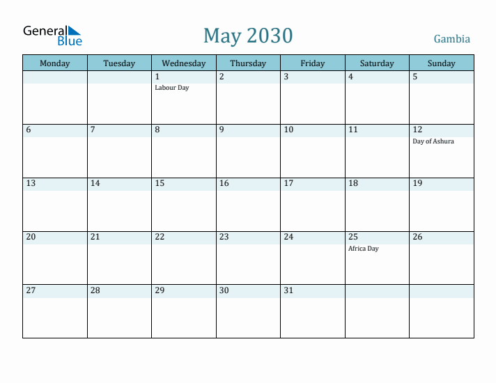May 2030 Calendar with Holidays