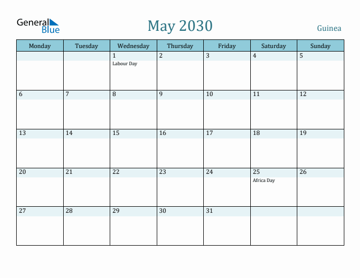 May 2030 Calendar with Holidays