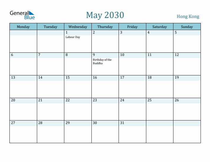 May 2030 Calendar with Holidays