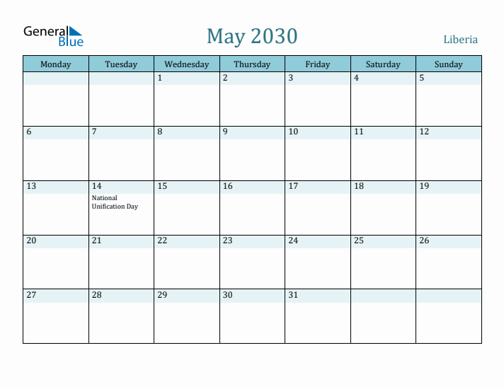May 2030 Calendar with Holidays