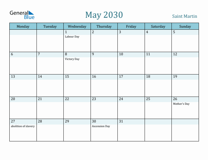 May 2030 Calendar with Holidays