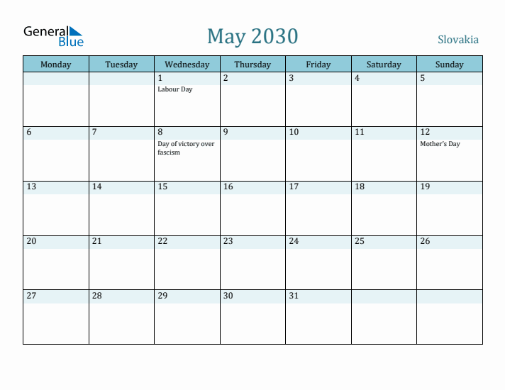 May 2030 Calendar with Holidays