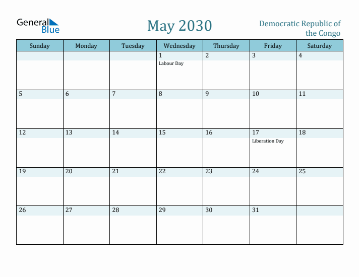 May 2030 Calendar with Holidays
