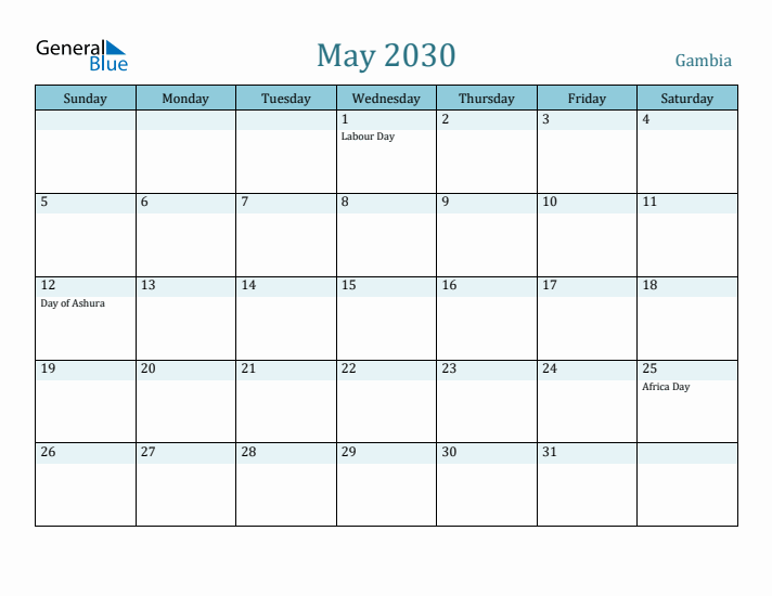 May 2030 Calendar with Holidays