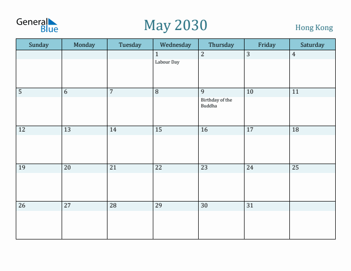 May 2030 Calendar with Holidays