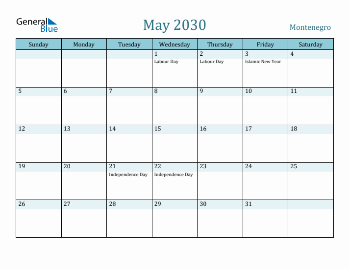 May 2030 Calendar with Holidays