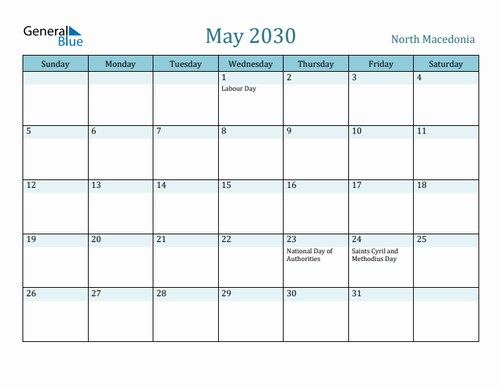 May 2030 Calendar with Holidays