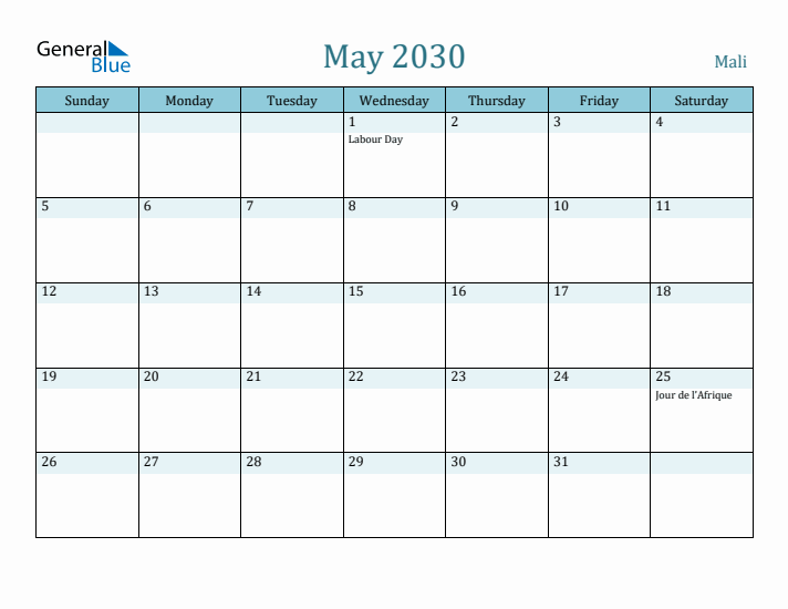 May 2030 Calendar with Holidays