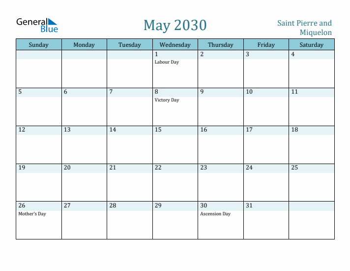 May 2030 Calendar with Holidays