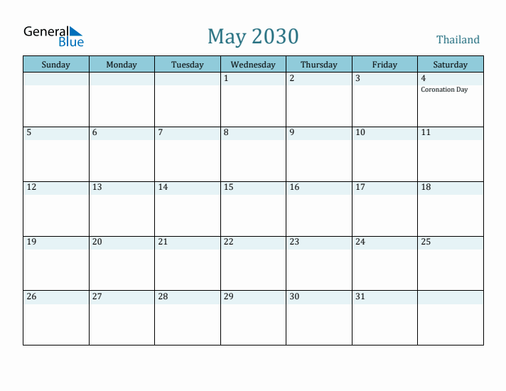May 2030 Calendar with Holidays
