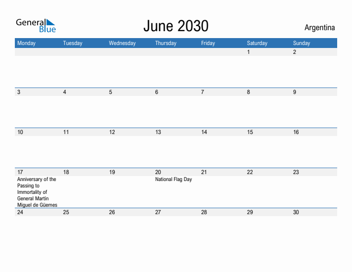 Fillable June 2030 Calendar