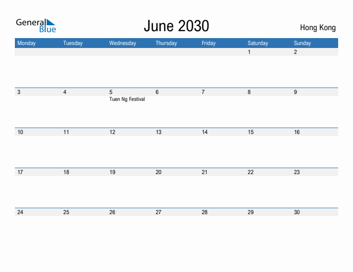 Fillable June 2030 Calendar