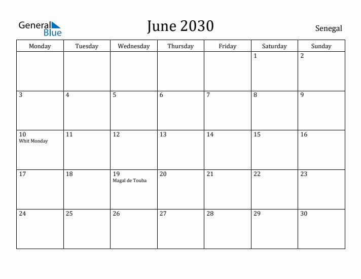 June 2030 Calendar Senegal