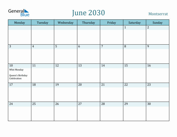 June 2030 Calendar with Holidays