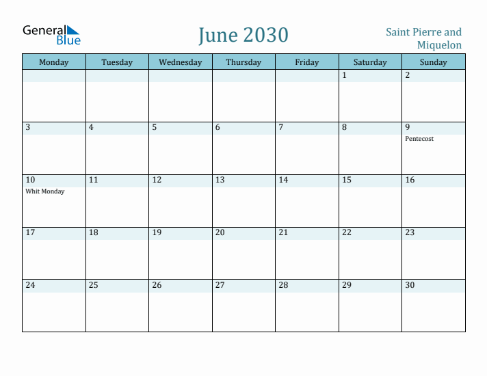 June 2030 Calendar with Holidays