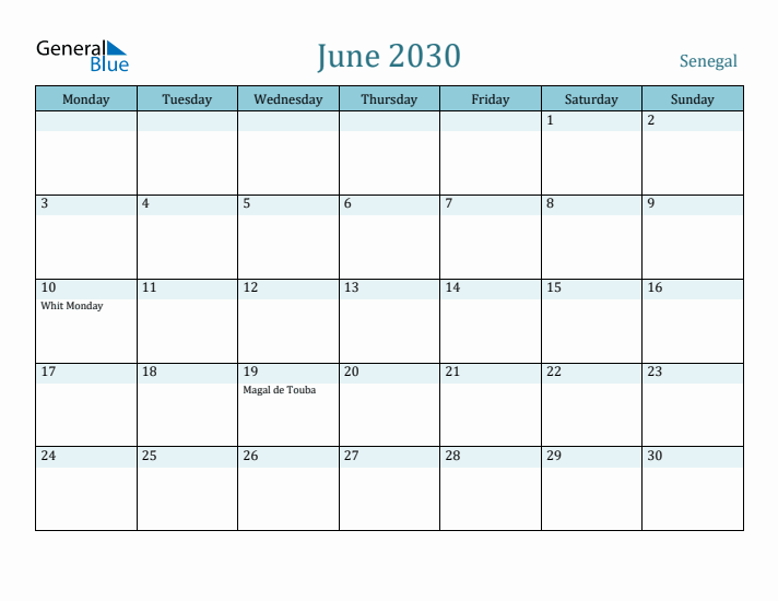 June 2030 Calendar with Holidays