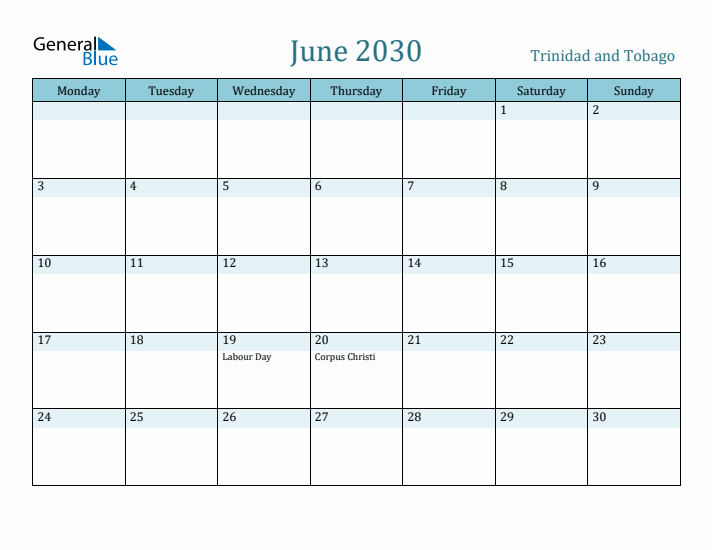 June 2030 Calendar with Holidays