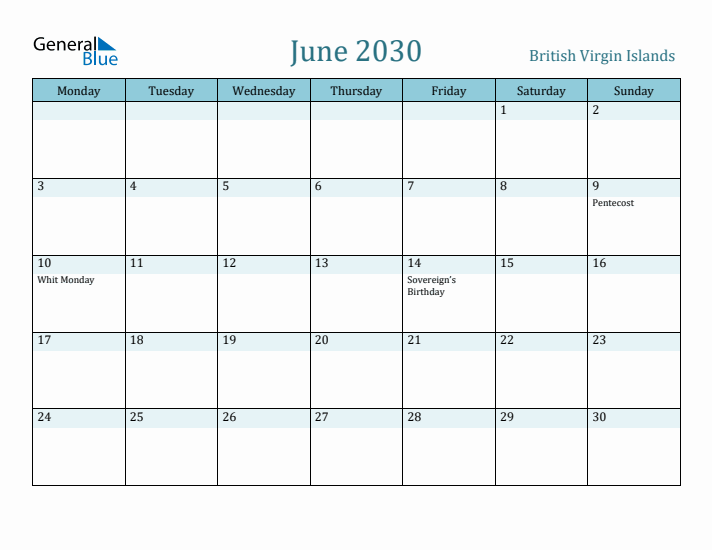 June 2030 Calendar with Holidays