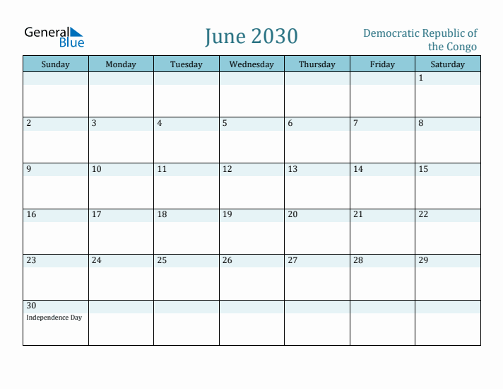 June 2030 Calendar with Holidays