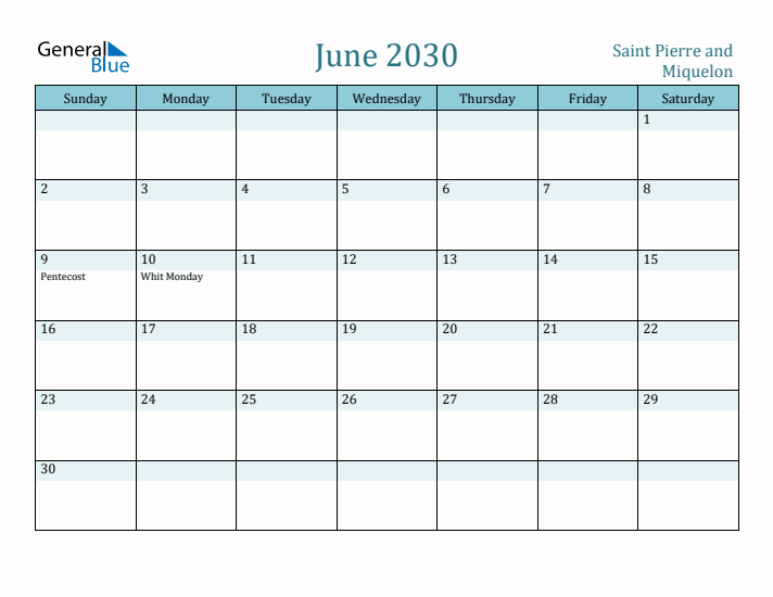 June 2030 Calendar with Holidays