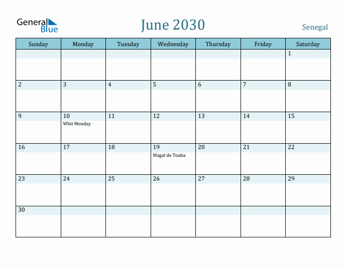June 2030 Calendar with Holidays