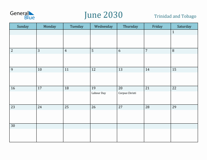 June 2030 Calendar with Holidays