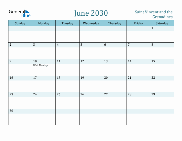 June 2030 Calendar with Holidays