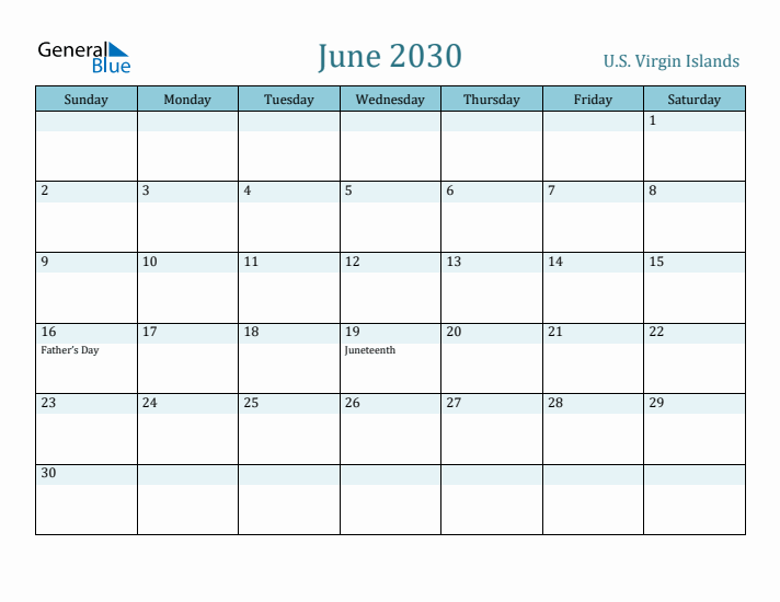 June 2030 Calendar with Holidays