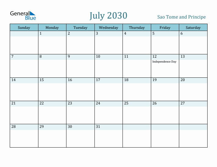 July 2030 Calendar with Holidays