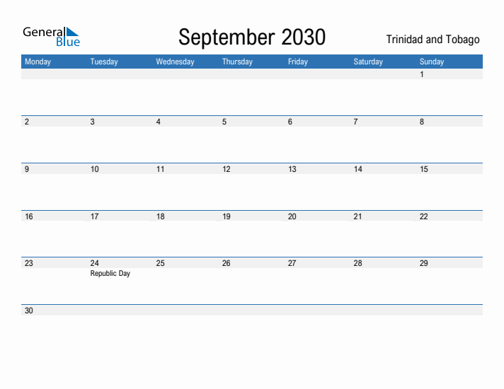 Fillable September 2030 Calendar