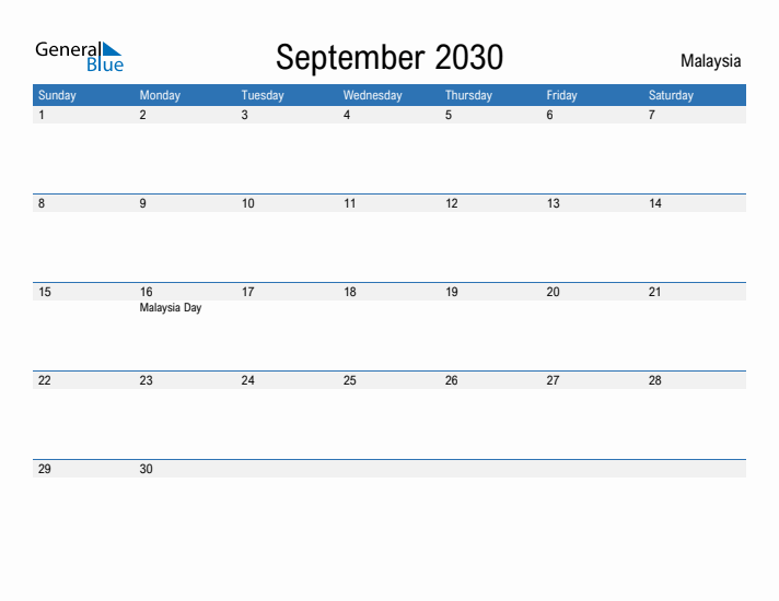 Fillable September 2030 Calendar