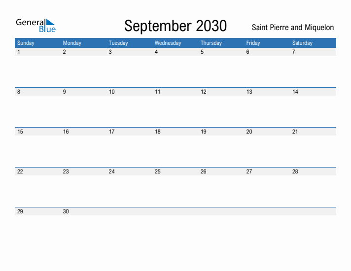 Fillable September 2030 Calendar