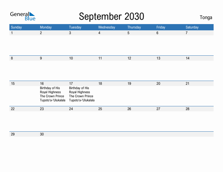 Fillable September 2030 Calendar