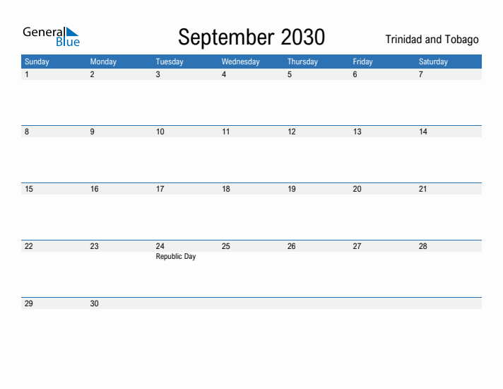 Fillable September 2030 Calendar