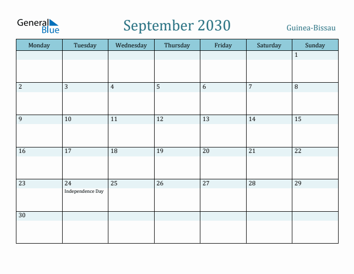 September 2030 Calendar with Holidays