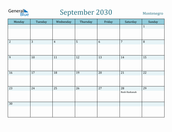September 2030 Calendar with Holidays