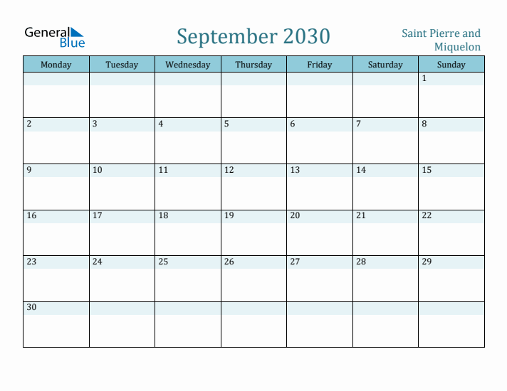 September 2030 Calendar with Holidays